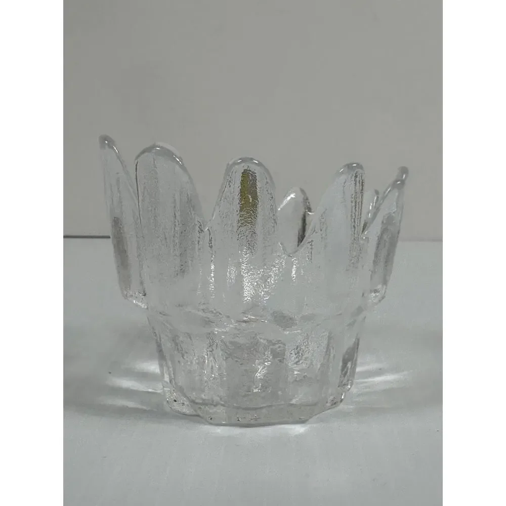 Vintage Sweden Royal Krona Candle Holder Crystal Rustic Ice Style Bengt Edenfalk